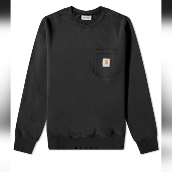 Carhartt WIP Pocket Sweat Crew Sweatshirt Black Size L - Picture 1 of 15
